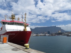 RRS Ernest Shackleton with Table Mountain behind