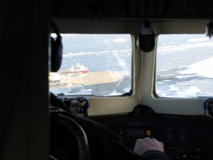 View from front of Basler on approach to Rothera.